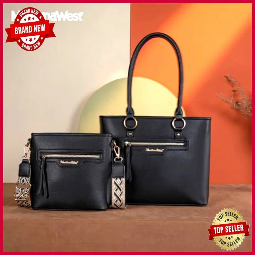 Large Tote and Crossbody Bag Set, Vegan Leather, Durable Hardware